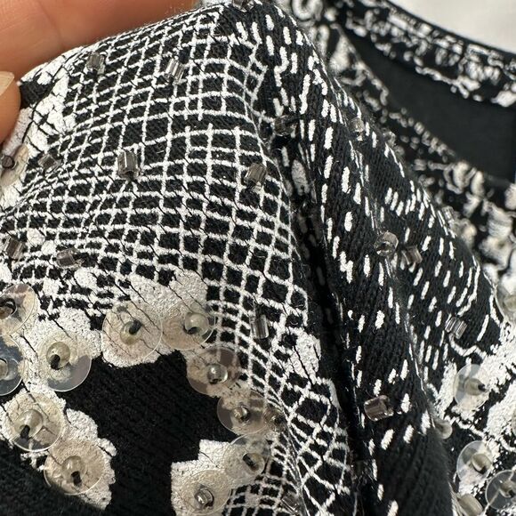 Vintage 90’s Beaded Snakeskin Reptile Black & White Cotton Boxy Tank Top Size M - Picture 5 of 7